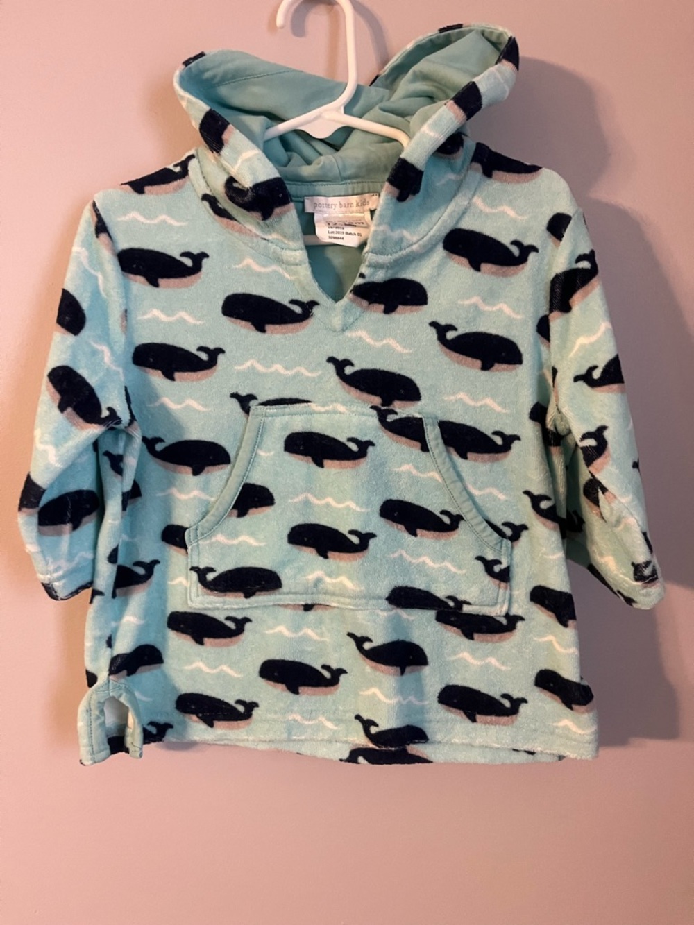 Kids Pottery Barn Hooded Whale beach coverup Pullover - Light Blue